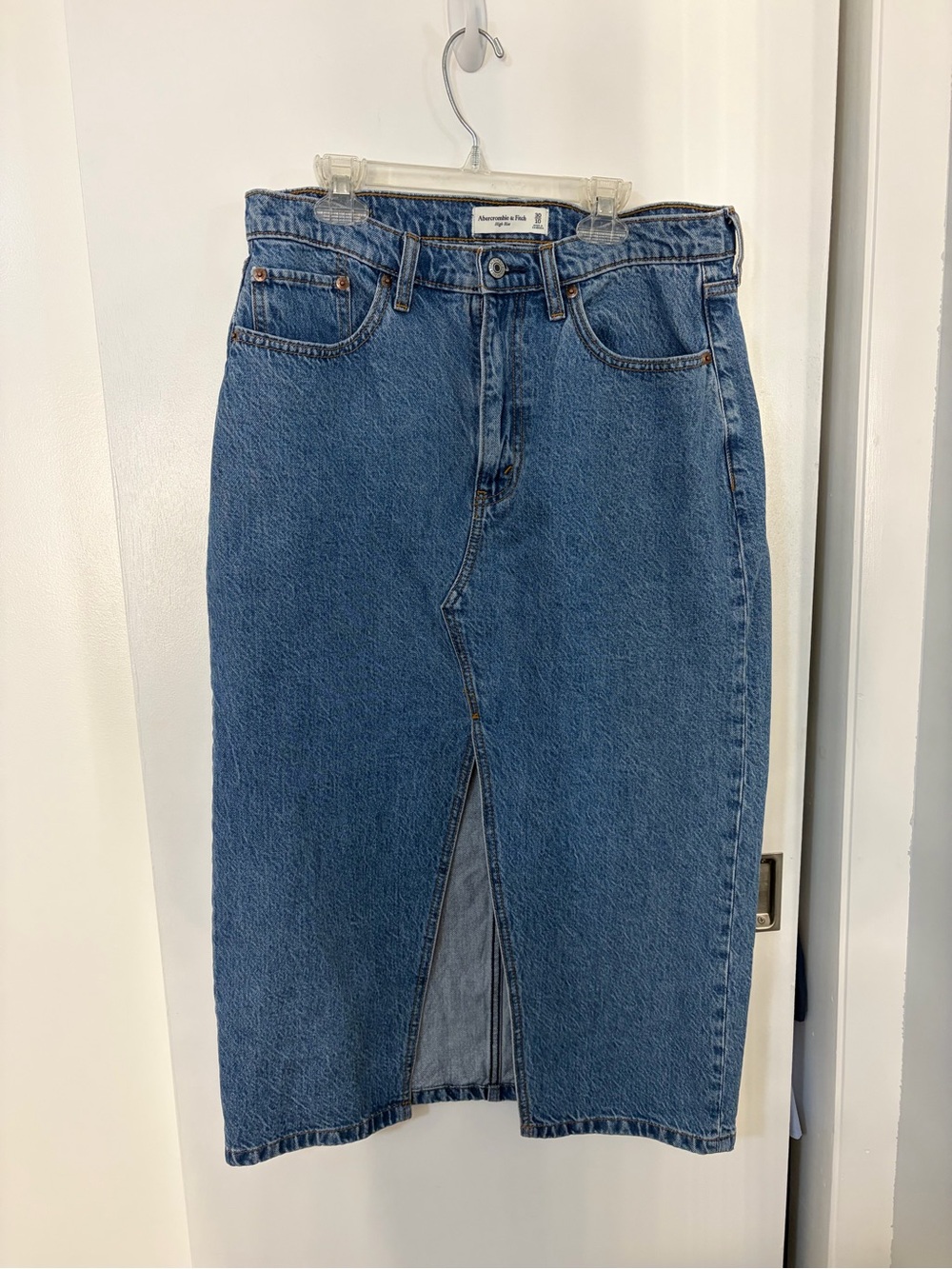 Abercrombie Denim Midi Skirt with Front Slit